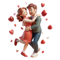 Love couple embraced in a tender hug, surrounded by delicate rose petals floating in the air png