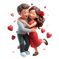 Love couple embraced in a tender hug, surrounded by delicate rose petals floating in the air png