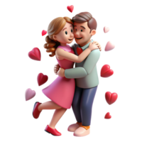 Love couple embraced in a tender hug, surrounded by delicate rose petals floating in the air png