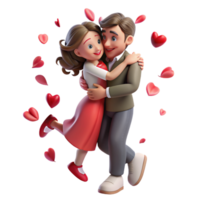 Love couple embraced in a tender hug, surrounded by delicate rose petals floating in the air png