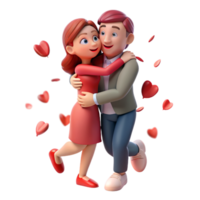 Love couple embraced in a tender hug, surrounded by delicate rose petals floating in the air png