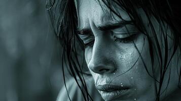 Close-up of person with wet hair photo