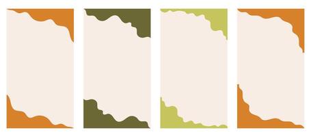 Collection of diverse shapes designed for vertical stories, promo site headers and footers. Decorative border for creative design in a simple flat style. Earthy Boho color palette. vector