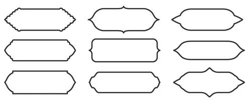 Assortment of Islam's traditional horizontal window or door designs for border or separator design. Collection of Mosque Muslim frames in outline. vector