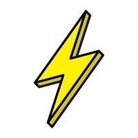 Yellow thunder icon isolated on white background, thunder storm symbol. Yellow electric lightning bolt. vector