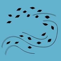 Abstract illustration drawn in doodle style in the form of leaves flying in the wind vector