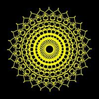 Beautiful round pattern in the form of a golden mandala on a black background vector