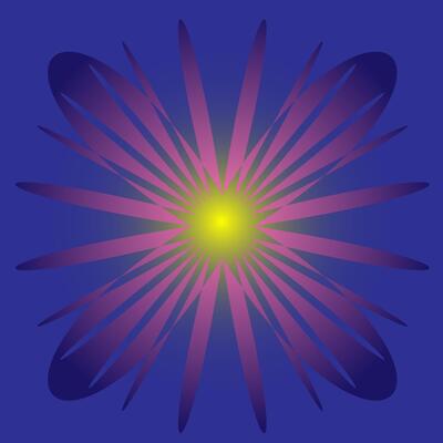 Abstract round pattern in the form of a beautiful glowing flower on a blue background