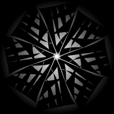 Abstract round geometric pattern in black color on a black background