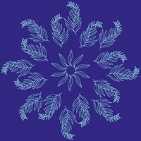 Round abstract pattern in the form of white leaves arranged in a circle on a blue background vector