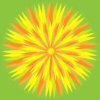 Abstract yellow round pattern in the form of a flower on a green background vector