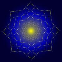 Abstract round gold pattern on blue gradient background vector