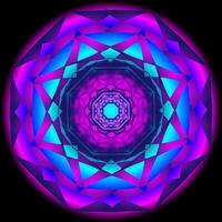 Round abstract pattern in the form of a blue and pink mandala on a black background vector
