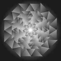 Abstract round geometric pattern in the form of triangles arranged in a circle on a gray background vector