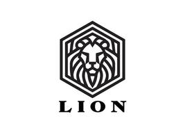 hexágono león logo diseño vector