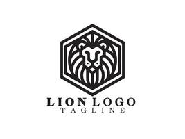 hexágono león logo vector