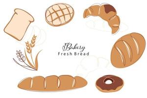 Set of breads illustration vector