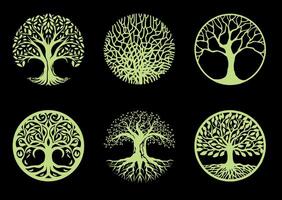 The symbol of the tree of life in a circle on a dark background vector