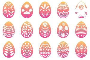 A set of Easter eggs and dyed eggs for Easter vector