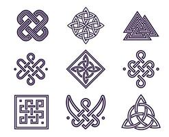 Set of abstract icons with weaves and knots. Celtic patterns and symbols vector