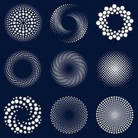 Set of abstract dot circles with different swirls vector