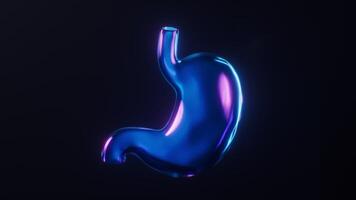 Loop animation of stomach with dark neon light effect, 3d rendering. video