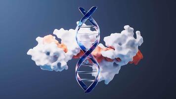 ciclo continuo animazione di dna e proteina con biologico concetto, 3d resa. video