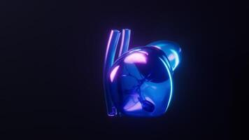 Loop animation of liver with dark neon light effect, 3d rendering. video