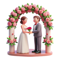 Couple exchanging vows under a canopy of blooming roses, symbolizing their everlasting love and commitment png