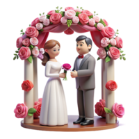 paar uitwisselen geloften onder een luifel van bloeiend rozen, symboliseert hun eeuwigdurend liefde en inzet png