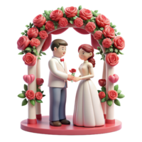 Couple exchanging vows under a canopy of blooming roses, symbolizing their everlasting love and commitment png