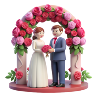 Couple exchanging vows under a canopy of blooming roses, symbolizing their everlasting love and commitment png