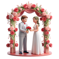 couple échanger vœux en dessous de une canopée de épanouissement des roses, symbolisant leur éternel l'amour et engagement png