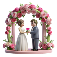 Couple exchanging vows under a canopy of blooming roses, symbolizing their everlasting love and commitment png