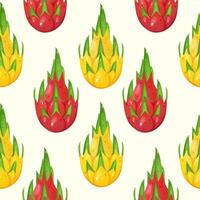 Dragon fruit cartoon seamless pattern. Fruit print for fabric , wrapping paper vector