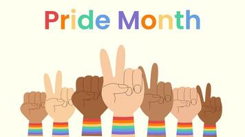 LGBTQ pride month social media, web banner with hands vector