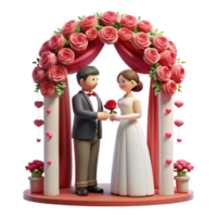 Couple exchanging vows under a canopy of blooming roses, symbolizing their everlasting love and commitment png