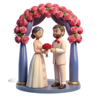 Couple exchanging vows under a canopy of blooming roses, symbolizing their everlasting love and commitment png