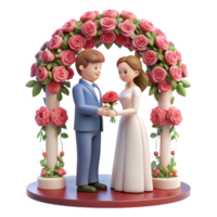 Couple exchanging vows under a canopy of blooming roses, symbolizing their everlasting love and commitment png