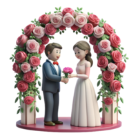 Couple exchanging vows under a canopy of blooming roses, symbolizing their everlasting love and commitment png