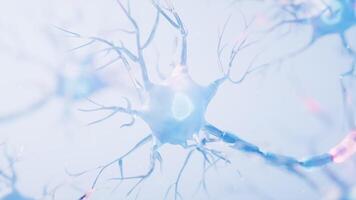 biología nervio célula con biomedicina concepto, 3d representación. video