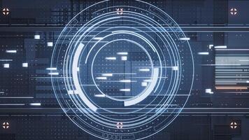 Technology circuit background and HUD circles, 3d rendering. video