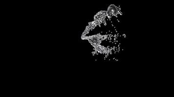 3d water splash transparent isolated on black background. 3d render illustration video