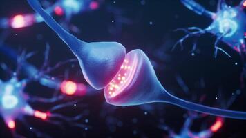 Biology nerve cell with biomedicine concept, 3d rendering. video