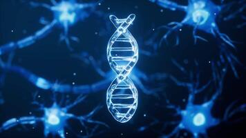 DNA and biology nerve cell background, 3d rendering. video