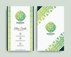 Green decorative logo and business card template vector