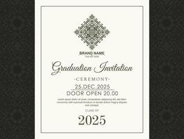 graduation invitation with ornament template vector