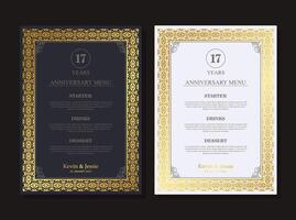 17th anniversary menu design template vector