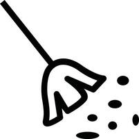 a black and white drawing of a broom and dust vector