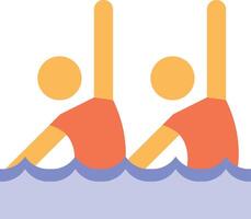 two people in the water with their hands up vector